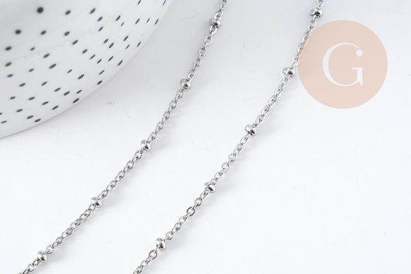 Chaine satellite acier 304 inoxydable platine 2.5mm, x1 mètre (G9088)