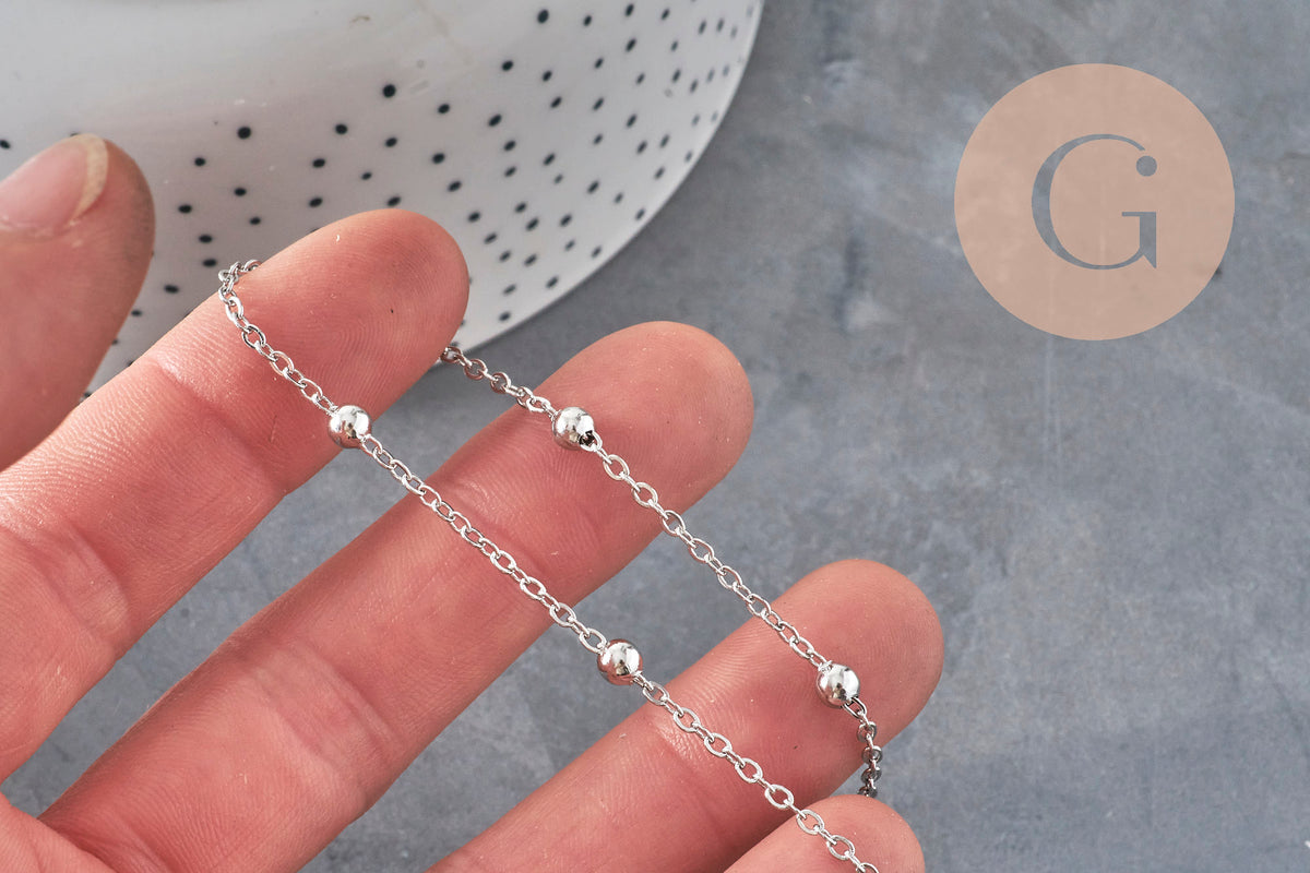 Chaine satellite acier 304 inoxydable platine 4mm, x1 mètre (G11336)-Chaînes-Gingerlily Perles