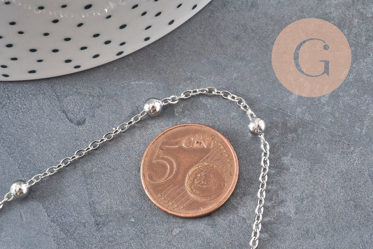 Chaine satellite acier 304 inoxydable platine 4mm, x1 mètre (G11336)-Chaînes-Gingerlily Perles