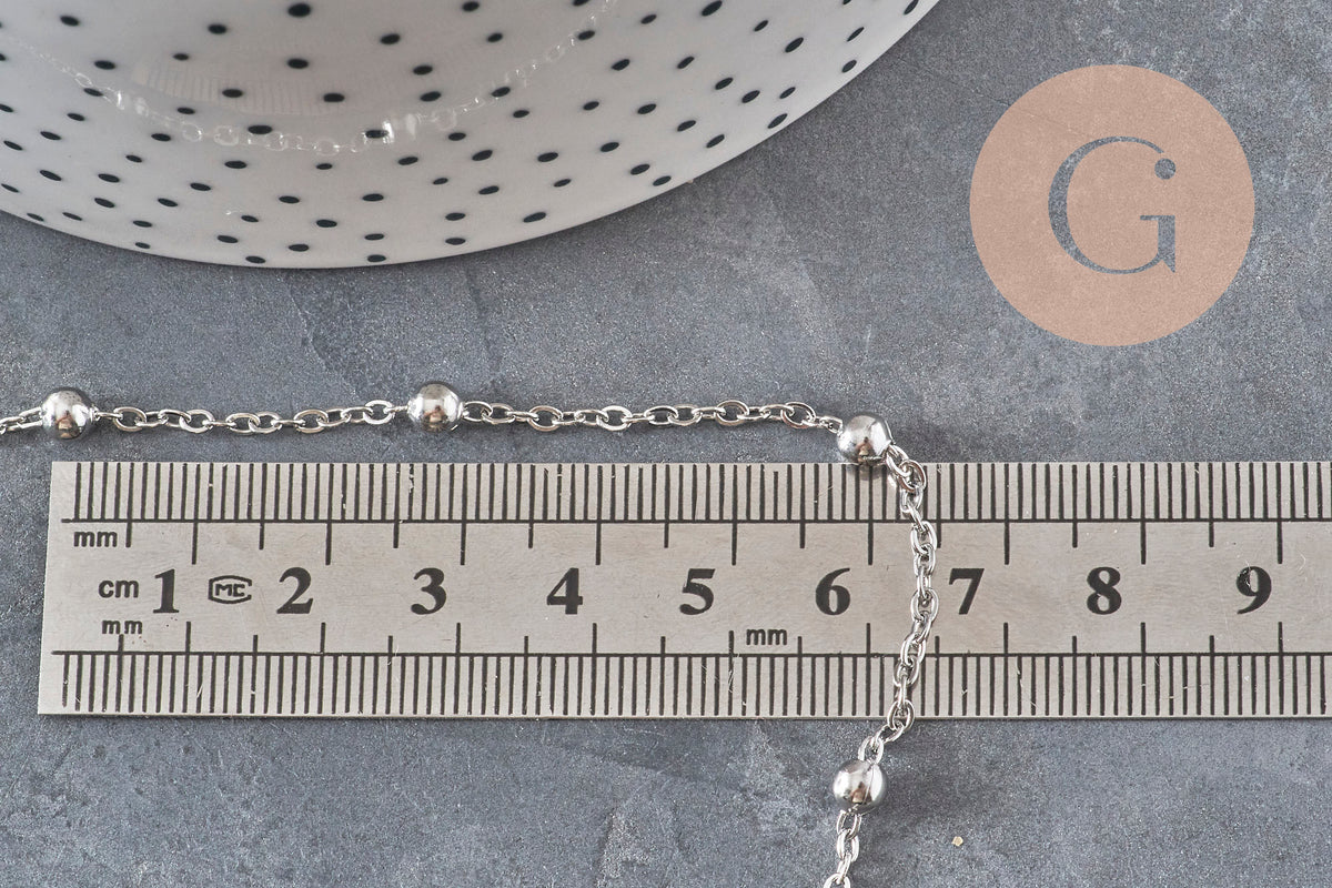 Chaine satellite acier 304 inoxydable platine 4mm, x1 mètre (G11336)-Chaînes-Gingerlily Perles