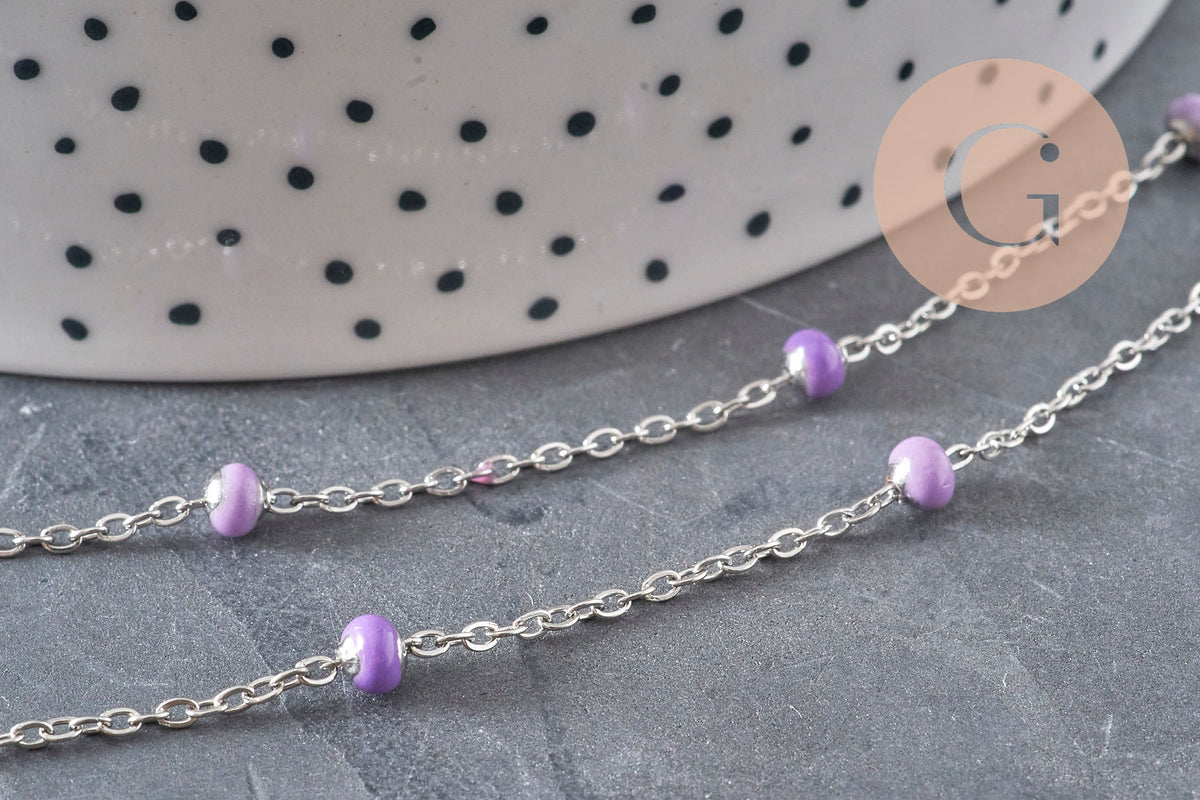 Chaine satellite acier 304 inoxydable platine violet 4.5mm, x1 mètre (G11337)-Chaînes-Gingerlily Perles