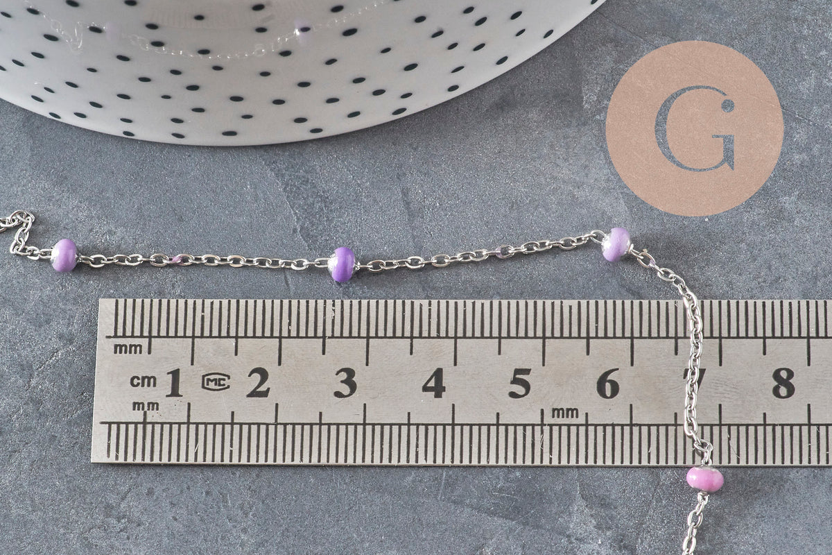 Chaine satellite acier 304 inoxydable platine violet 4.5mm, x1 mètre (G11337)-Chaînes-Gingerlily Perles