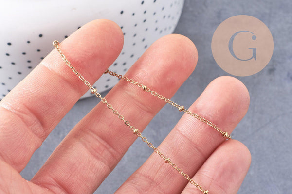 Chaine satellite acier inoxydable 304 doré IP 14K 1.6mm, x1 mètre (G6808)