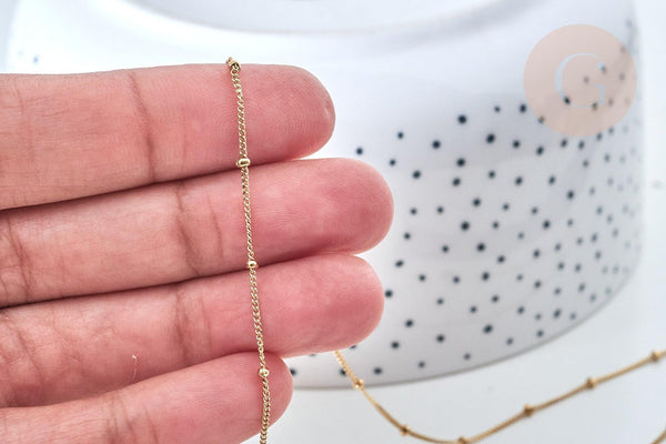 Chaine satellite gourmette dorée acier 304 inoxydable IP 1.5mm, x1 mètre (G7906)