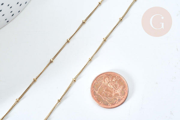 Chaine satellite gourmette dorée acier 304 inoxydable IP 1.5mm, x1 mètre (G7906)