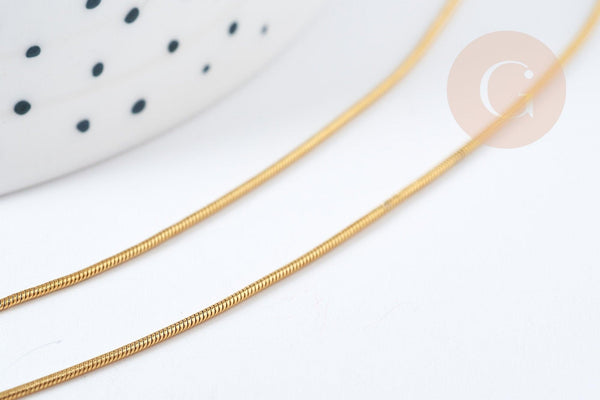 Chaine serpent acier inoxydable 304 dorée 14k 0.8mm-45.7cm, x1 (G1098)