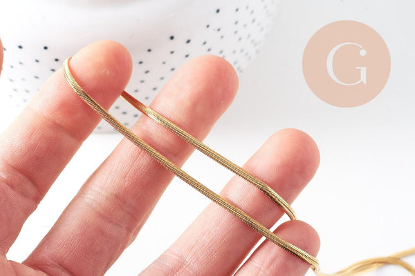 Chaine serpent complète acier inoxydable 304 doré 14k -2.2mm- 45cm,création de bijoux en acier inoxydable, x1 (G5680)