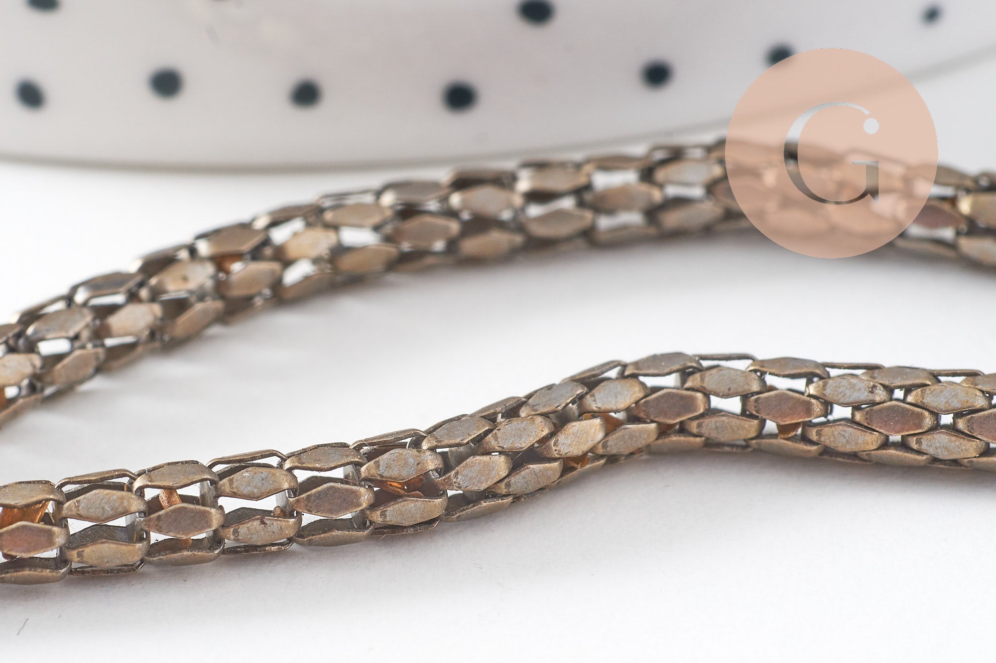 Chaine serpent écailles bronze, chaine bijou, fantaisie,grossiste chaine,5 mm, x1 metre, (G2495)