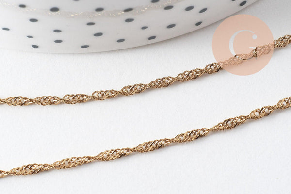 Chaine singapour acier 304 inoxydable IP doré 14k 2mm, x1 mètre (G0310)