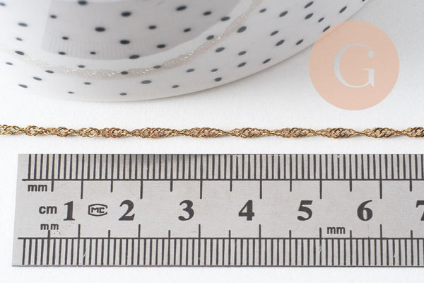 Chaine singapour acier 304 inoxydable IP doré 14k 2mm, x1 mètre (G0310)