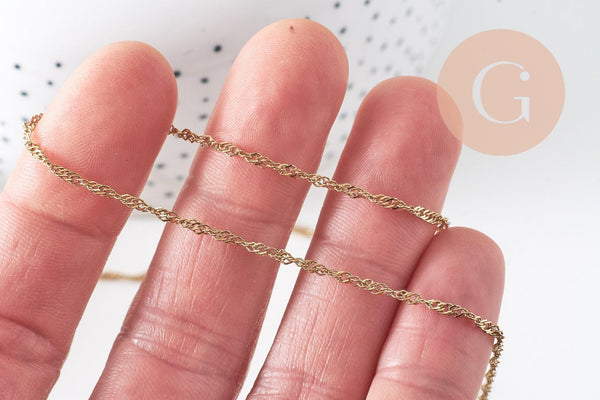 Chaine singapour acier 304 inoxydable IP doré 14k 2mm, x1 mètre (G0310)