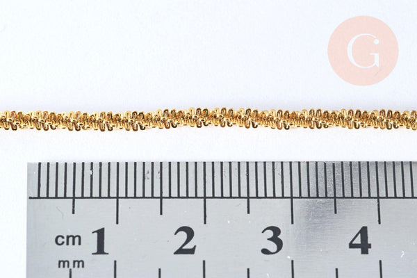 Chaine soudée chou-fleur acier 304 inoxydable doré IP 2.4mm, x1 mètre (G6936)