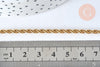 Chaine torsadée acier inoxydable doré IP 16k 3mm, x1 metre (G6785)