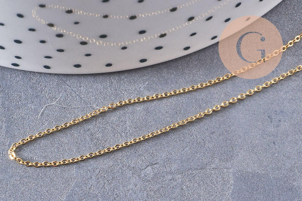 Chaine très fine laiton doré forçat 1.2mm 16K, x1 ou x5 Mètres (G0604)