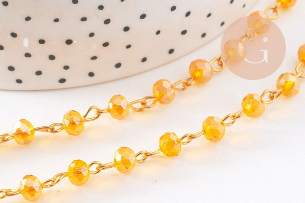 Chaines dorées perles crista l6x4mm, x1 (G6117)