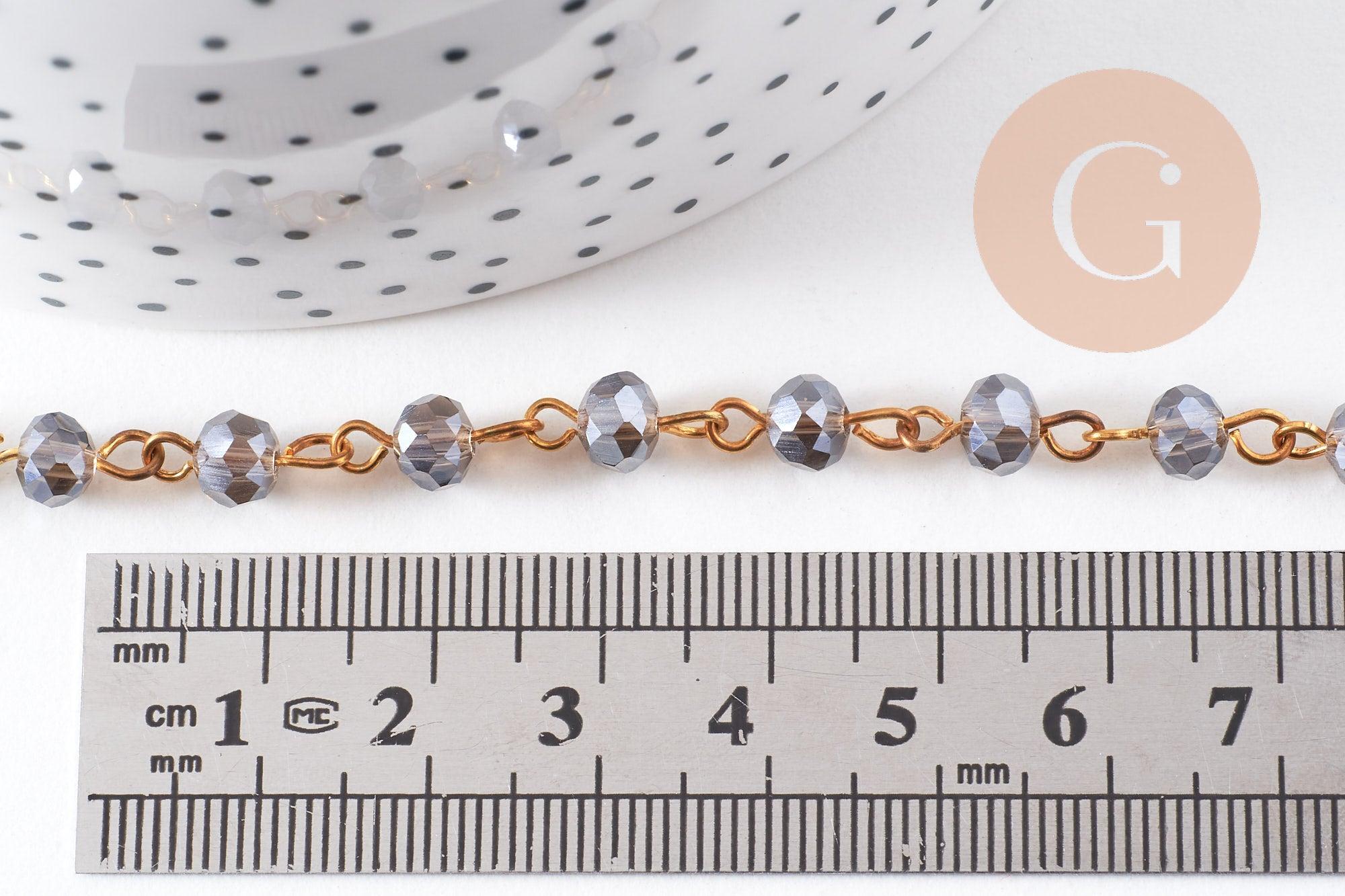 Chaines dorées perles crista l6x4mm, x1 (G6117)