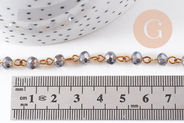 Chaines dorées perles crista l6x4mm, x1 (G6117)