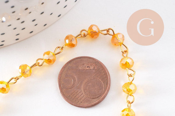 Chaines dorées perles crista l6x4mm, x1 (G6117)