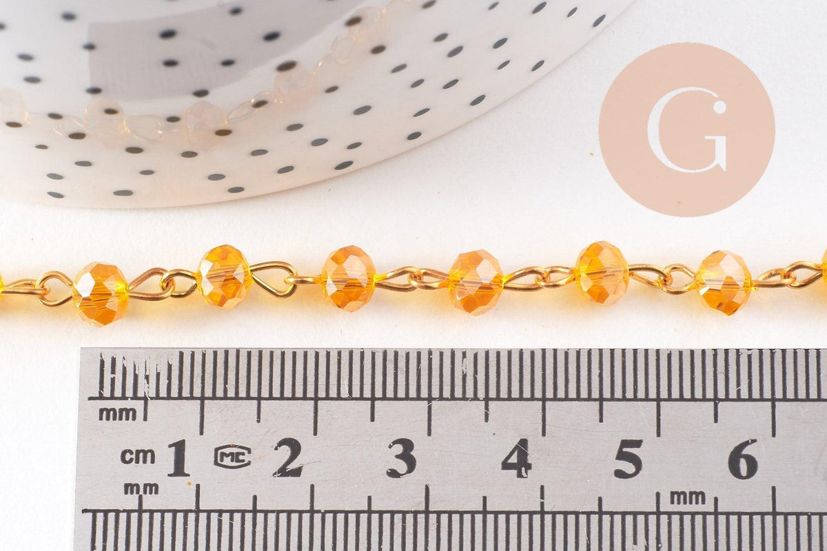 Chaines dorées perles crista l6x4mm, x1 (G6117)