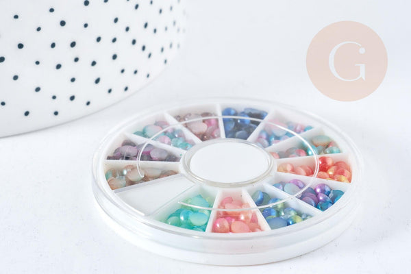 Charm à coller imitation Perle nacrée 4-5mm, x1 boite (G8492)