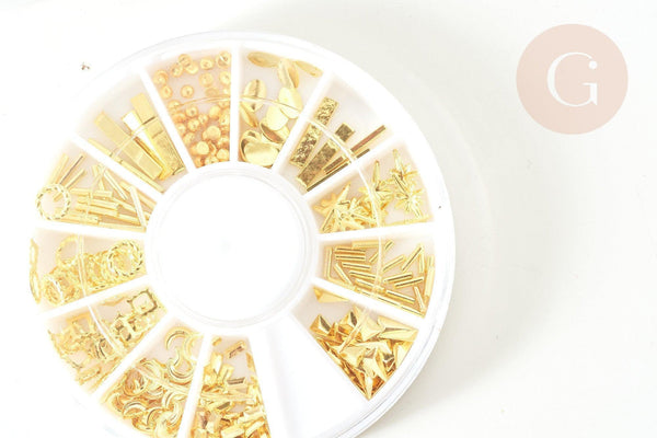 Charm à coller zamac doré lune étoiles 3-8mm, x1 boite de 200 (G7731)