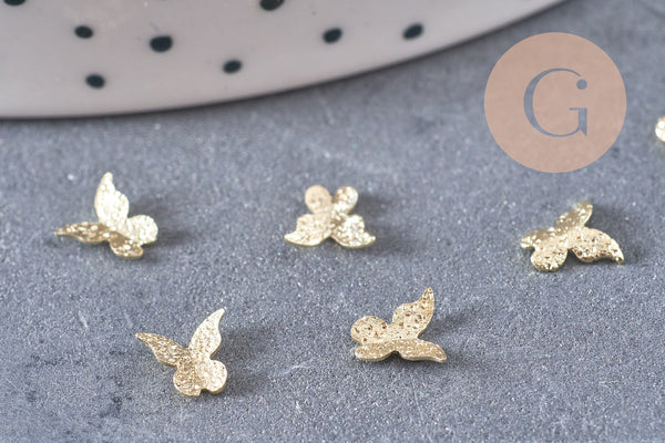 Charm à coller zamac doré papillon, fournitures à coller pour décorer pierres et bijoux,1g x1 G5654