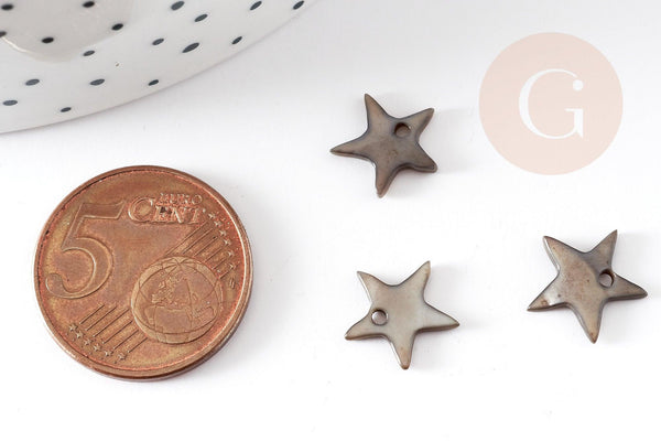 Charm etoile nacre noire naturelle 11mm, x10 (G4497)