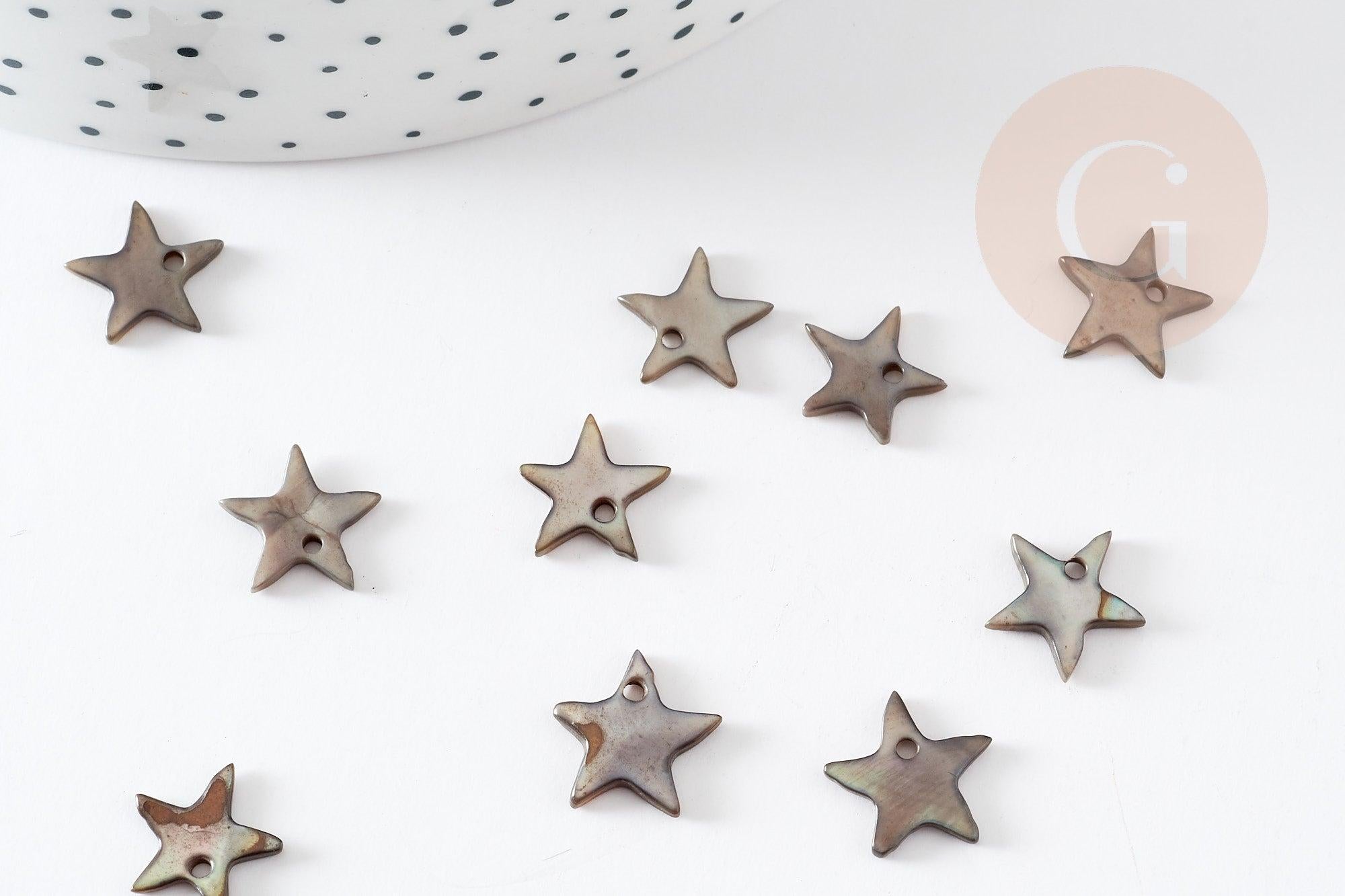 Charm etoile nacre noire naturelle 11mm, x10 (G4497)