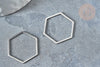 Charms hexagone acier 201 inoxydable argenté 20mm,création bijoux acier inoxydable, x1 G7863