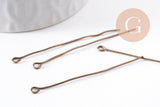 Clou tige tête boucle fer bronze 50mm, x10Gr (G10138)