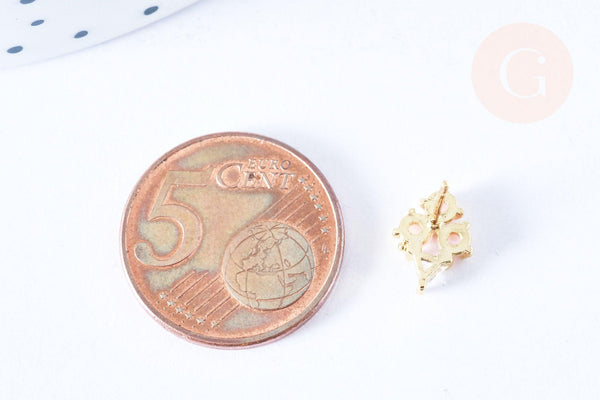 Clous d'oreille cornet de glace laiton zircon perles avec poussoirs d'oreilles, idées cadeaux femmes fille, la paire (G7921)