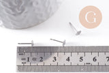 Clous-puces oreille acier inoxydable 316 platine 5mm, x50 (G10171)