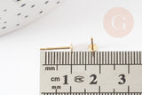 Clous-puces oreille avec plateau acier inoxydable 304 doré 3mm, x10 (G9220)