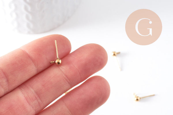 Clous puces oreille boule acier 304-316 doréIP inoxydable 14k 4mm, x10 (G10308)