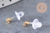 Clous puces oreille boule acier 304 doré inoxydable et tige et fermoir résine, x10 (G10813)