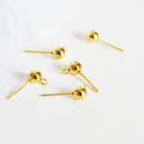 Clous puces oreille boule acier 304 inoxydable doré 24K 17mm, x10 (G8433)