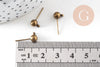 Clous-puces oreille boule bronze avec anneau, boucles d'oreille,oreille percée,diamètre 5mm, x 10 (G0647)