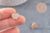 Clous-puces oreille coeur acier 304 inoxydable or rose IP sablé 1 trou 13mm, la paire (G10953) VALIDE
