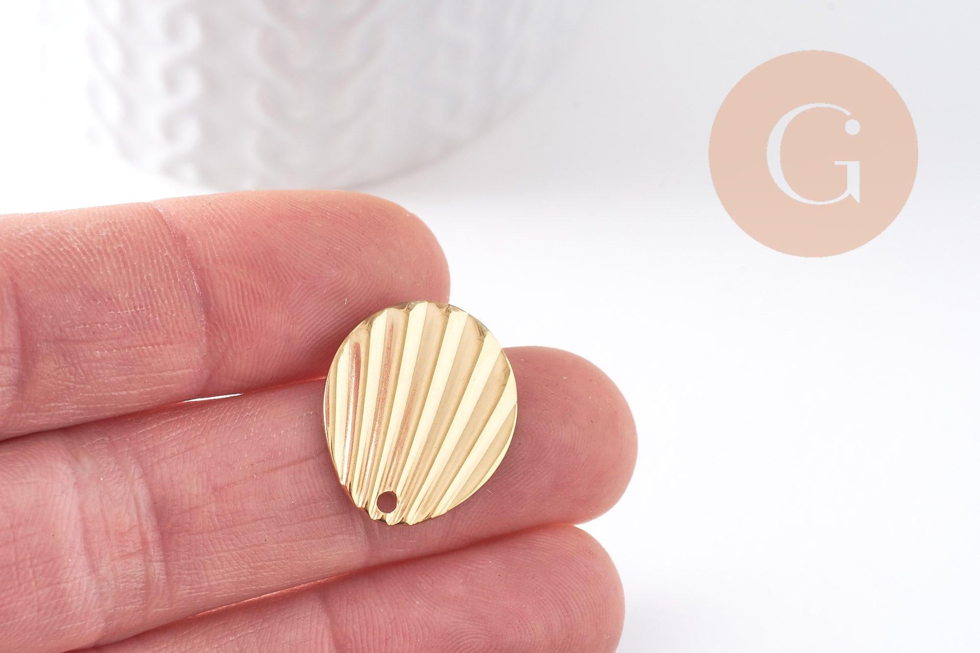 Clous-puces oreille coquillage acier 304 inoxydable dore 1 trou 21.5mm, la paire (G10286)