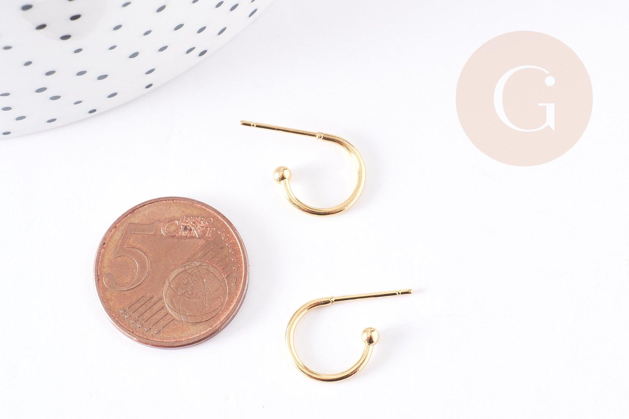 Clous-puces oreille en acier 304 inoxydable 18.5mm, x2 (G5685)