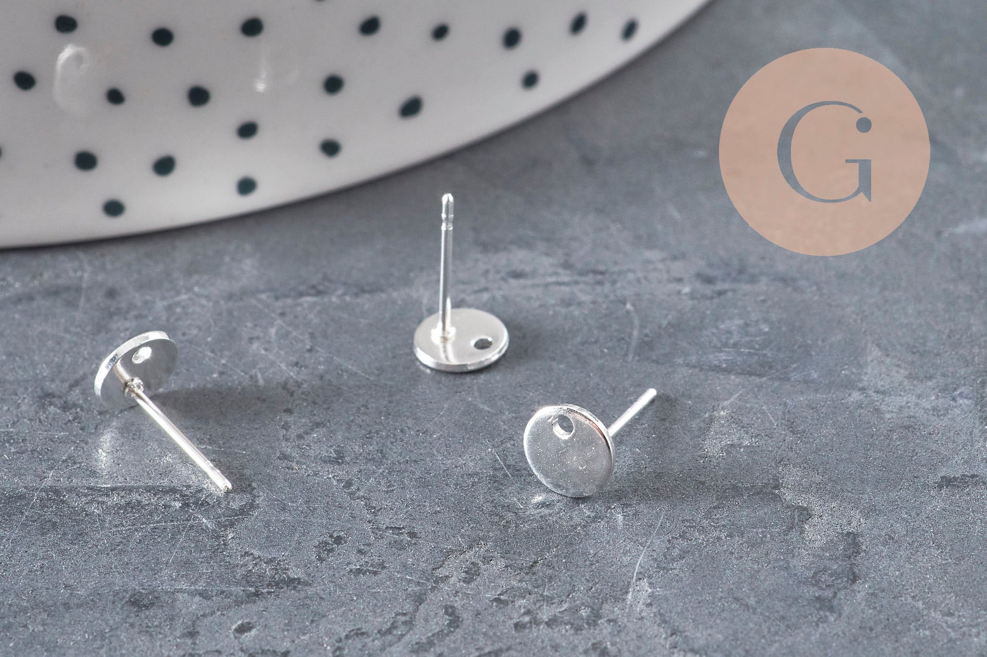 Round 304 Stainless Steel Ear Studs, Silver Plated 925 Textured 12mm, Pair (G11189)