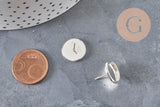 Postes de aretes tipo broche para cabujón redondo de 12 mm, acero inoxidable 304 plateado, x10 (G11214)