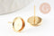 Clous-puces oreille support cabochon rond 8mm acier 304 inoxydable dore, x10 (G5322)