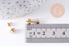 Clous-puces oreille zircon acier 304 inoxydable dore 6mm, la paire (G10610)