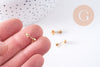 Clous-puces oreille zircon acier 304 inoxydable dore 6mm, la paire (G10610)