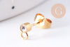 Clous-puces oreille zircon acier 304 inoxydable dore 6mm, la paire (G10610)