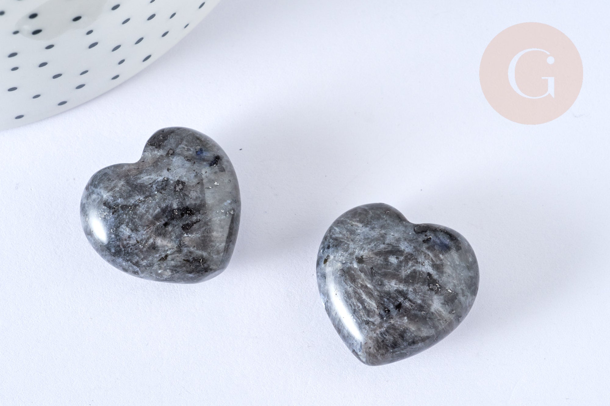 Coeur décoratif Labradorite lithothérapie pierre 25.5mm, pierre semi-précieuse, séance lithothérapie, x1 (G7173)