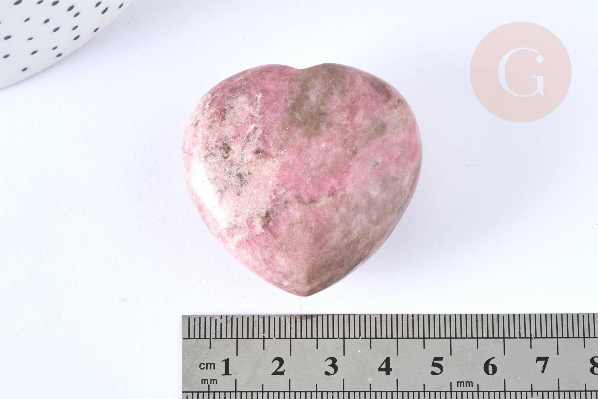 Coeur décoratif en rhodonite naturelle pierre lithothérapie 44,5-45mm, x1 (G7176)