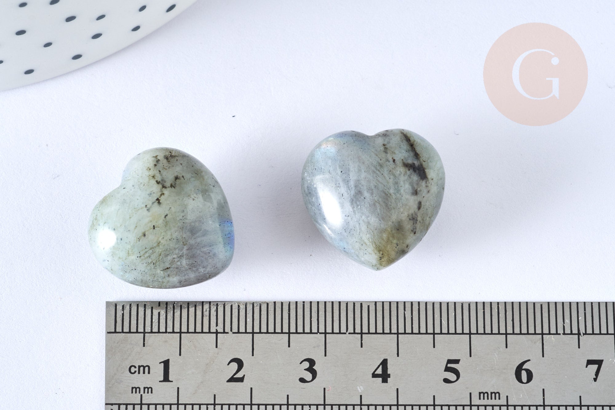 Cœur labradorite naturelle 20mm ,lithotherapie, coeur de décoration pierre naturelle, x1 (G7177)