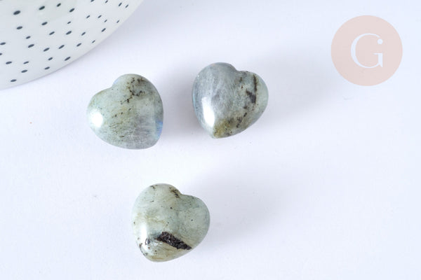 Cœur labradorite naturelle 20mm ,lithotherapie, coeur de décoration pierre naturelle, x1 (G7177)